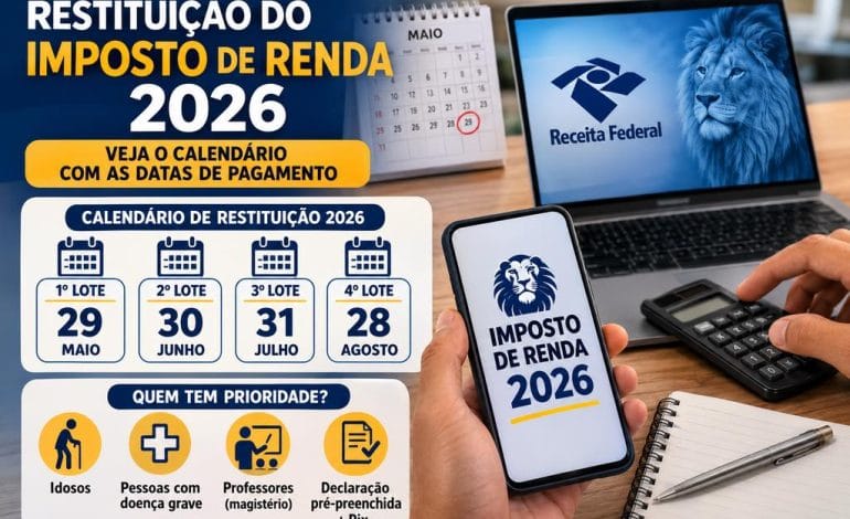 Restituição do IR 2026 começa em 29 de maio; veja quem recebe primeiro